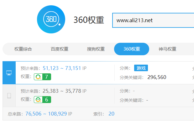 爱站网 360 权重查询