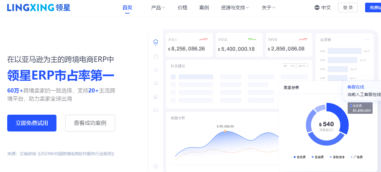 领星 ERP :专业的一站式亚马逊管理系统